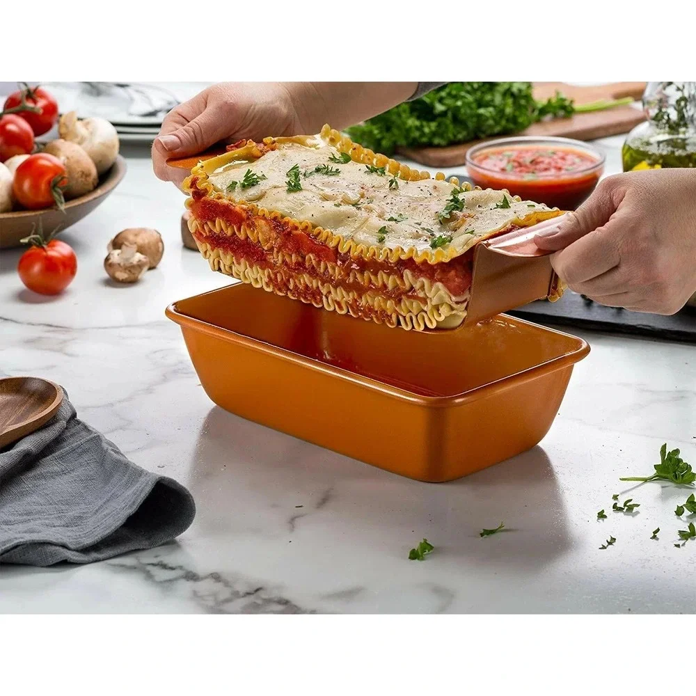 New Loaf Meatloaf Pan Removeable Drain Pan Non-Stick‎ Copper Coating 9 7/8x5 1/2